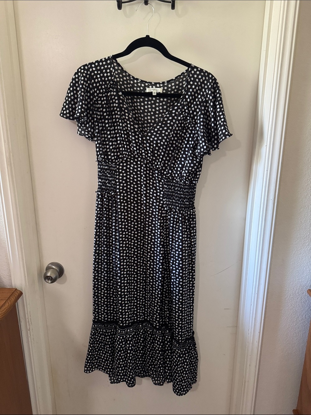 Max Studio Black and White Polka Dot Midi Dress